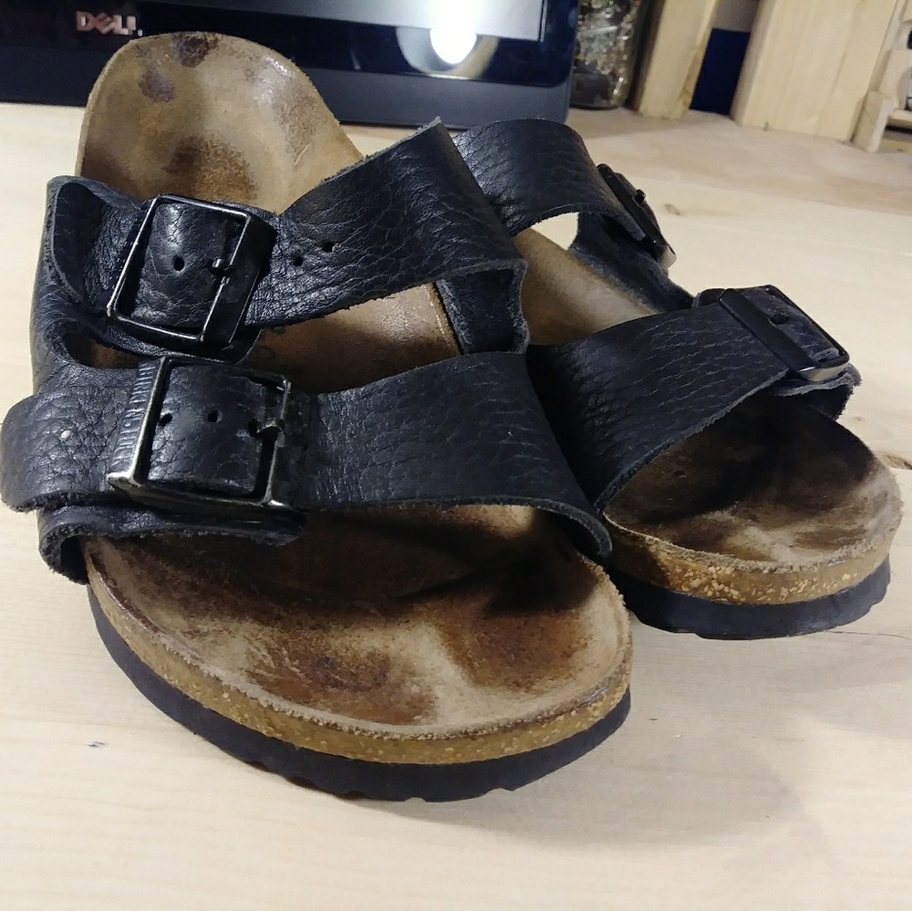 Black leather 2 strap birkenstocks